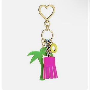 Victoria’s Secret Neon Pink Quilted Tassel Tropical Palm Tree Letter o Bag Charm